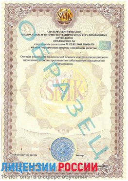 Образец сертификата соответствия (приложение) Еманжелинск Сертификат ISO 13485